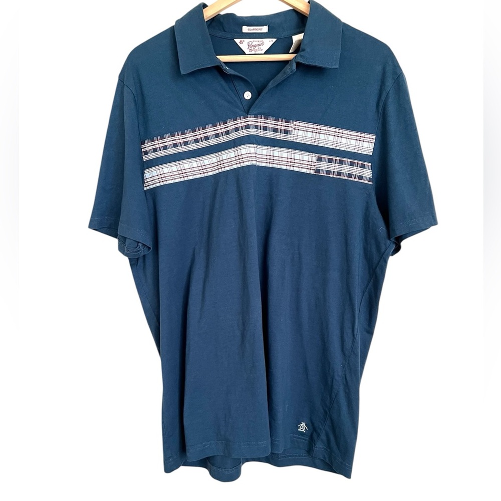 Penguin Navy Blue Short Sleeve Collared Shirt